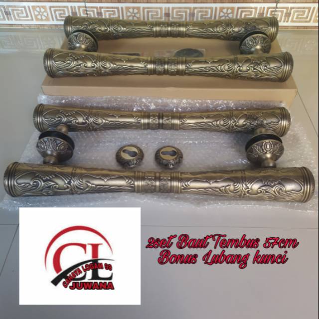 Handel kuningan antik gagang pintu rumah