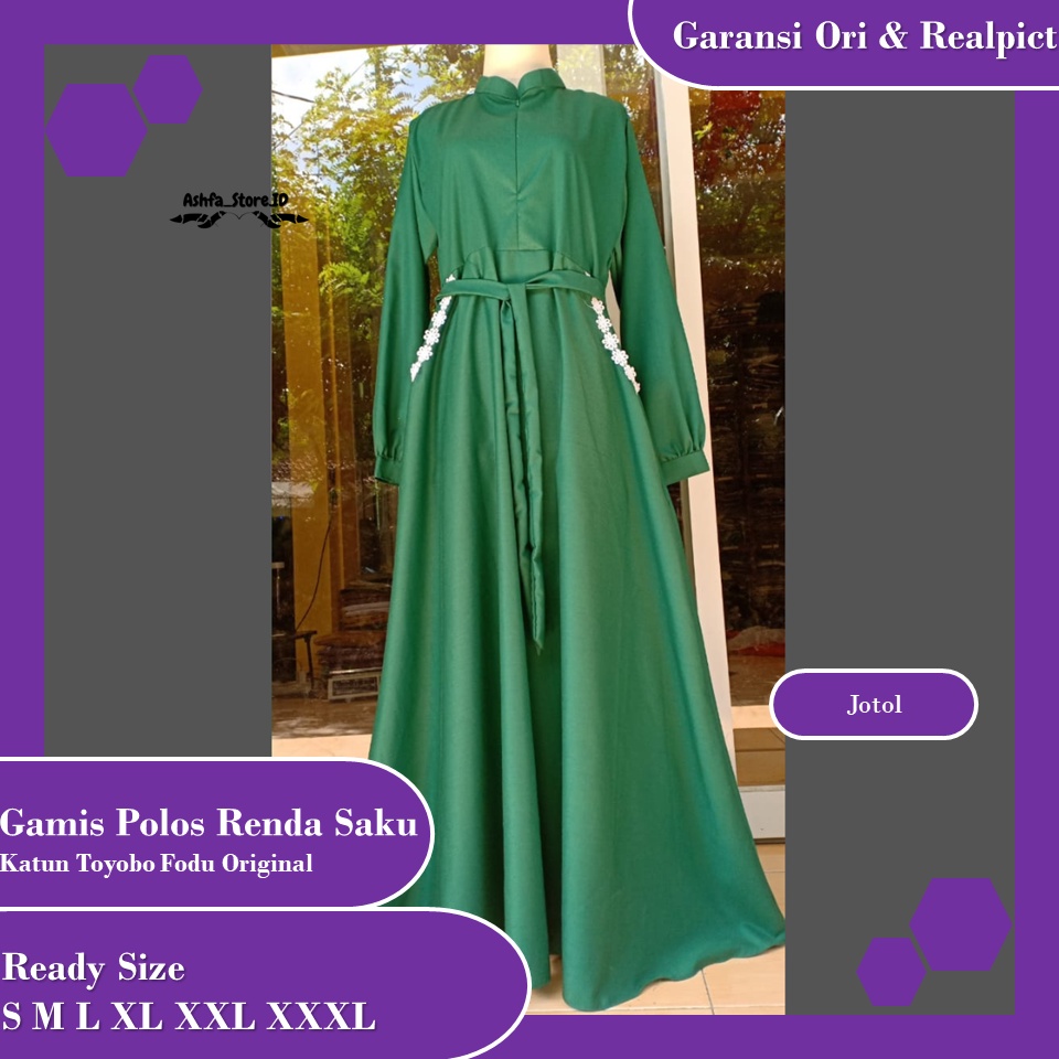 Gamis Toyobo Renda Melati Baju Gamis Wanita Terbaru Elegant Toyobo Fodu Original Termurah Tersedia S