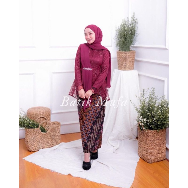 (FREE HIJAB) KEBAYA BATIK COUPLE AMALIA BESTSELLER / KEBAYA WISUDA / KEBAYA LAMARAN