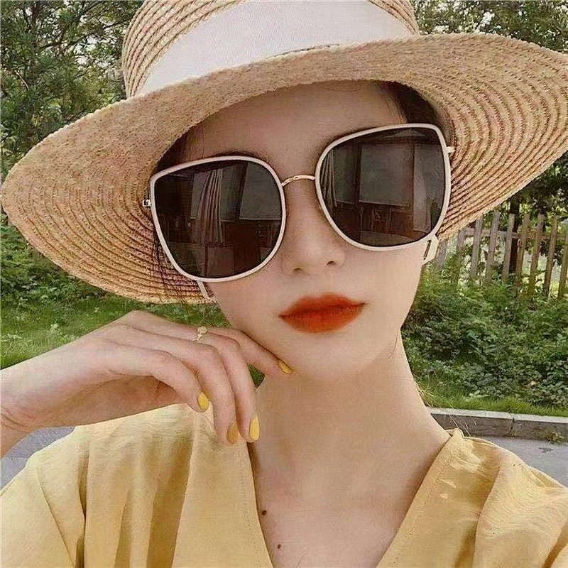 (YUZHU) COD Korea Square Ins Fashion Retro Bingkai Logam Kacamata Wanita UV400