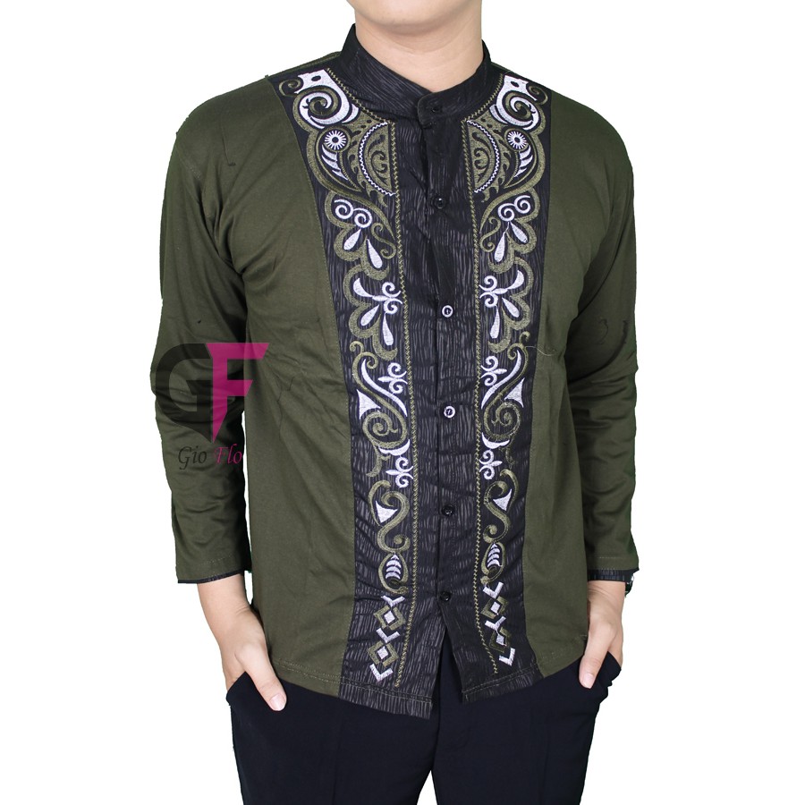 GIOFLO Kemeja Etnic Muslim Modern Pria Green / KKL 58