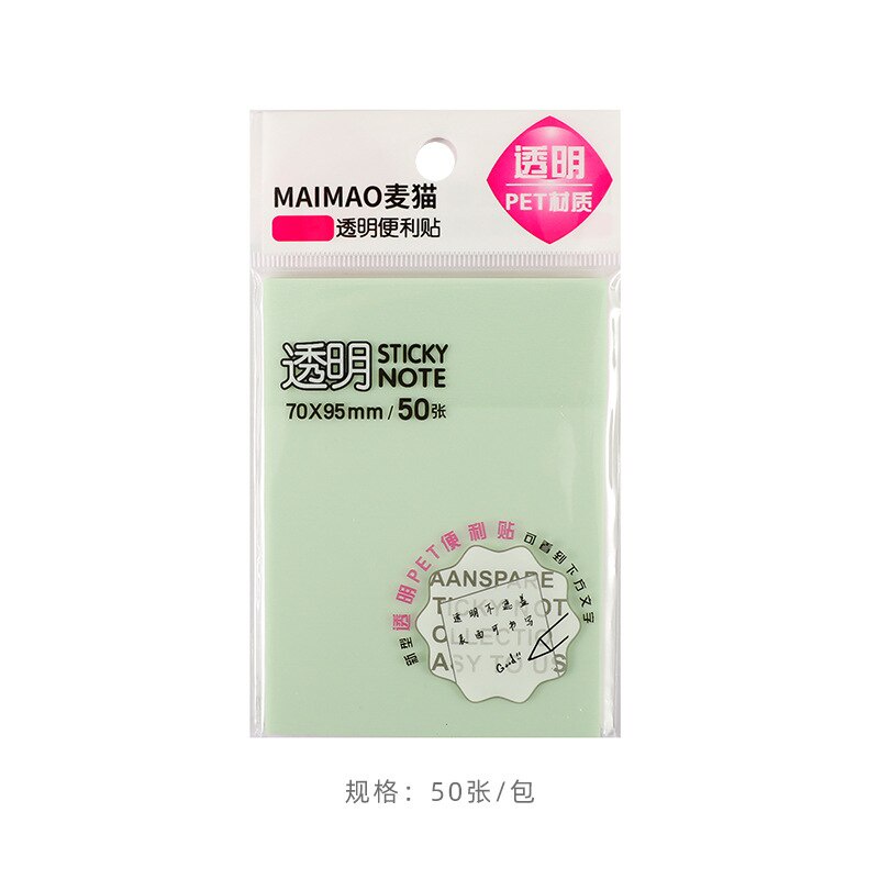 Sticky Note Transparan Tahan Air Untuk Kantor / Sekolah-70x95 Green