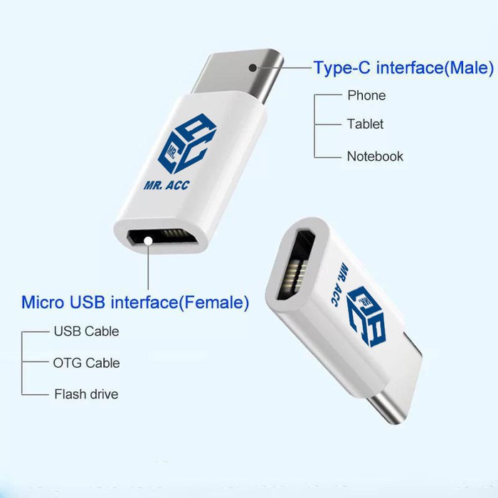 ADAPTOR MICRO TO TYPE C - CONVERTER MICRO USB TO TYPE C MR.ACC - BC