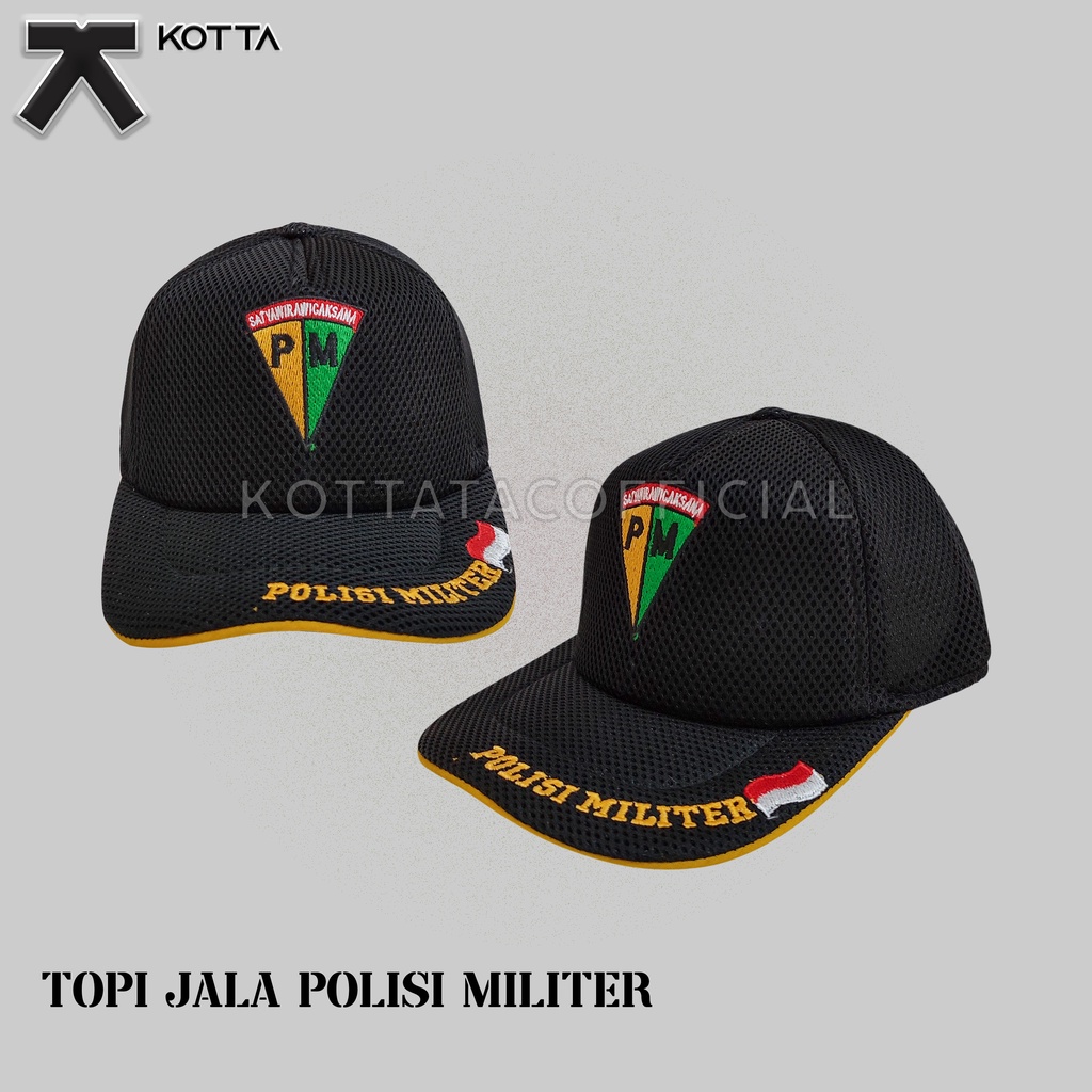 TOPI JALA POLISI MILITER - TOPI JARING PM - TOPI PM FULLBORDIR