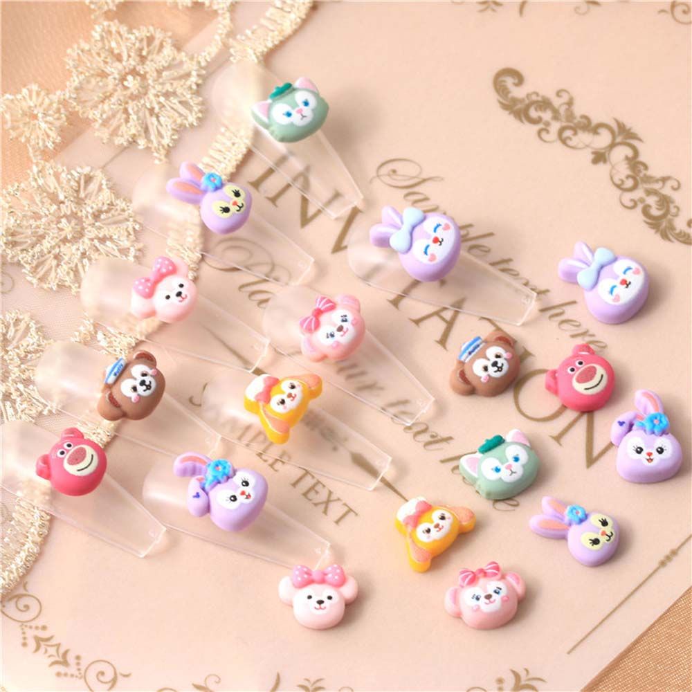 MXBEAUTY 10Pcs/bag Cartoon Nail Accessories Lovely Cute Nail Ornaments 3D Nail Art Decorations Rabbit Bunny Japanese Style Cute Phone Case Decoration Star Delu Cartoon Nail Jewelry