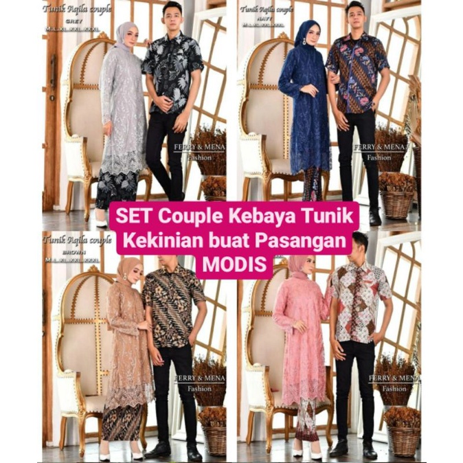 SET Kebaya Couple/Couple Batik Kebaya Tunik/Baju Kebaya/Baju Couple Keren/Couple Tunik Kebaya