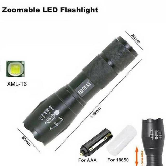 Senter LED Cree E17 S Mini XM-L T6 Zoom Tahan Air 3800 Lumens Taffware Termurah