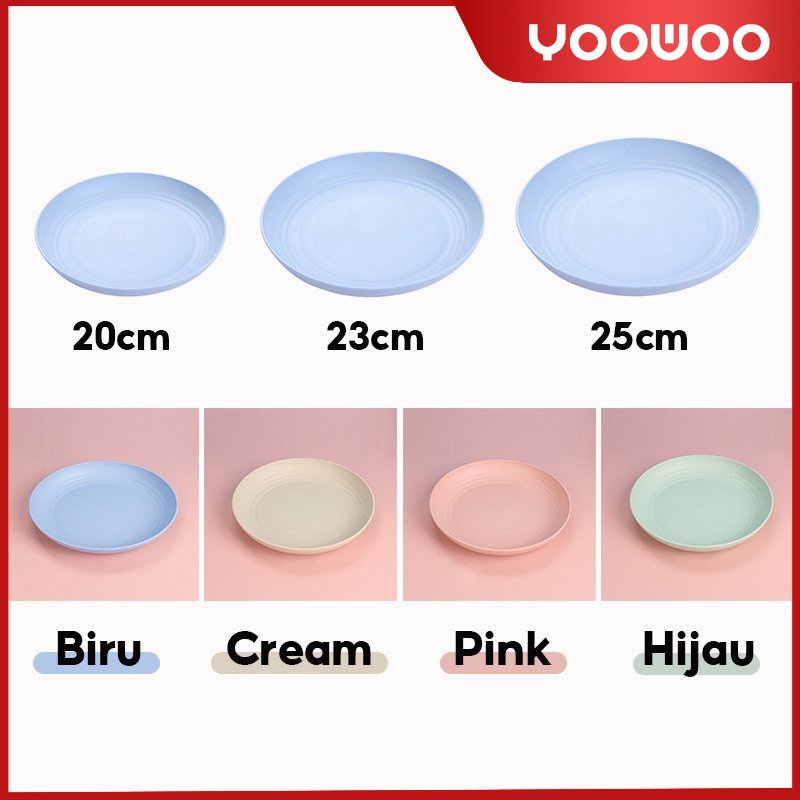 Piring serat gandum gaya Jepang /bahan eco-friendly / 20 、23 、25 cm Round Plate Piring Saji