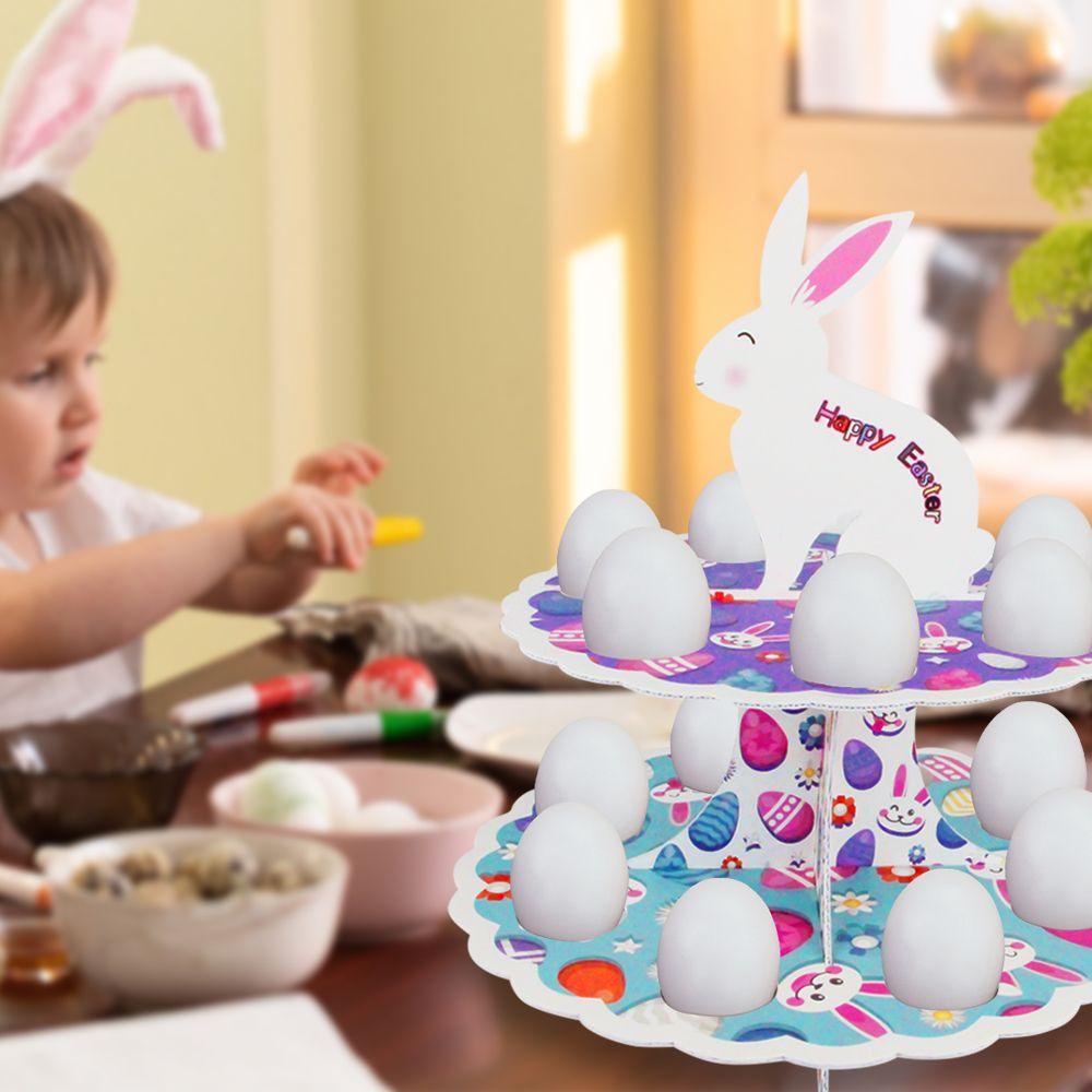 R-flower EASTER Egg Rack Home HAPPY EASTER 2-Layers Cupcake Pajangan