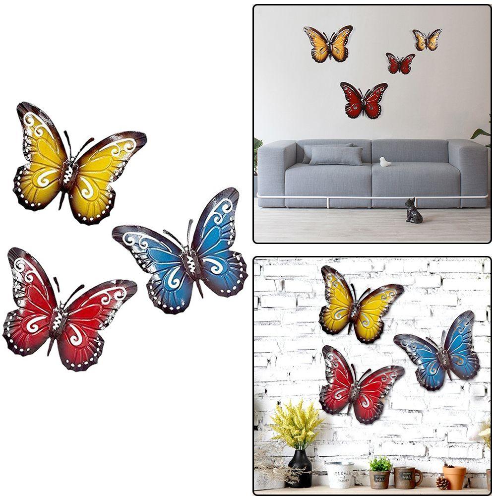 Solighter 3Pcs/Set Hiasan Dinding Kupu-Kupu Dekorasi Rumah Hiasan Taman Wall Art