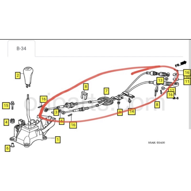 Kabel Persneling Transmisi MANUAL Honda Civic Vti tahun 2001-2005