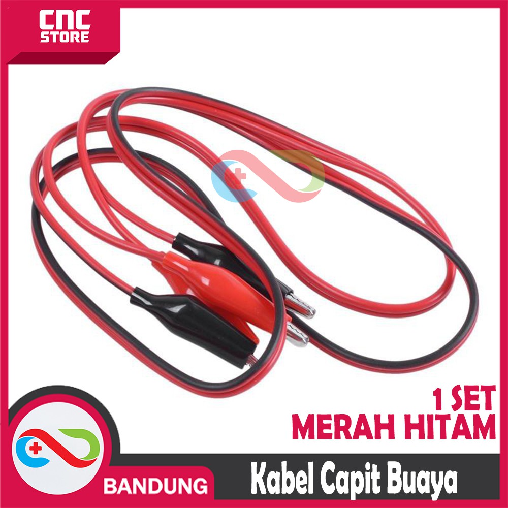 KABEL CAPIT BUAYA TO CAPIT BUAYA 1 SET MERAH &amp; HITAM 1 METER