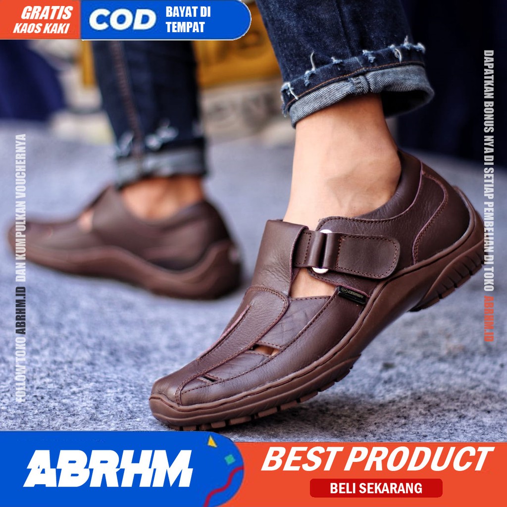 ABRHM x DRAKEN Sepatu Slip On Pria Sepatu Casual Pria Sepatu Pria Original Kulit Asli Kerja Lapangan Sepatu Kasual Cowok / Cowo Original Santai Gaya Keren Kekinian