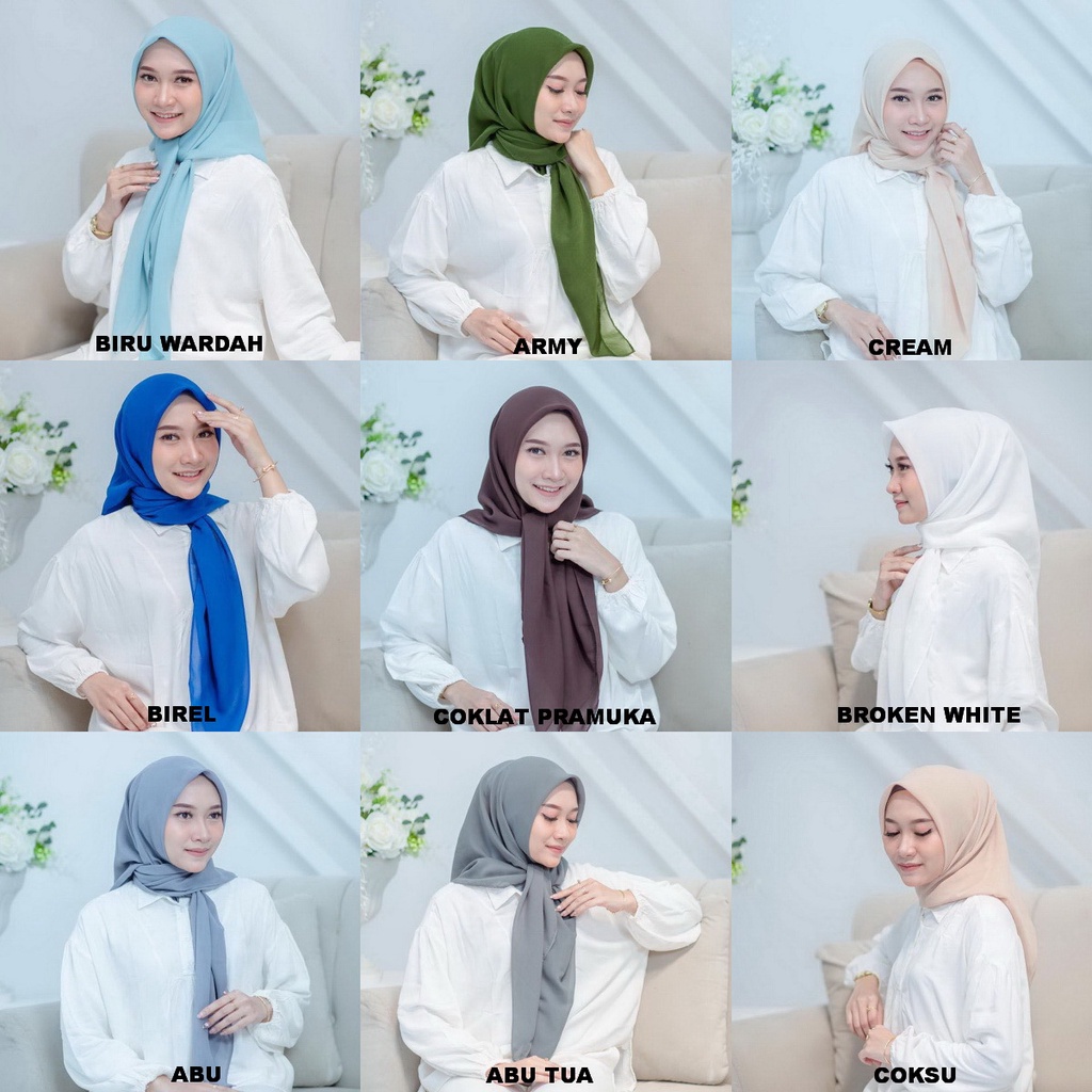 Hijab Segi Empat Polycotton Bella Square Premium Tepi Jahit