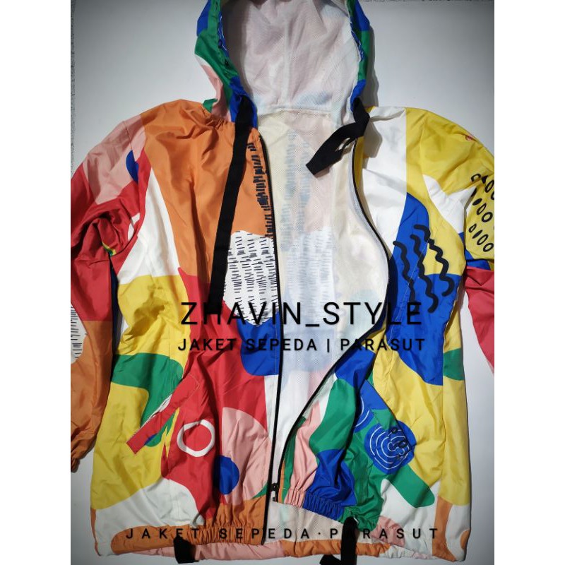 JAKET SEPEDA WANITA / JAKET PRINTING CEWEK PARASUT