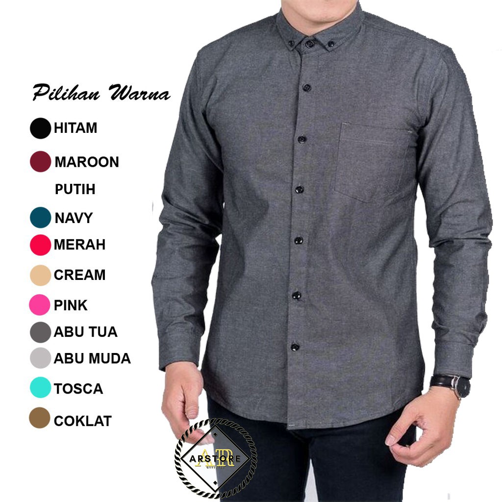 KEMEJA POLOS / CASUAL PRIA SLIMFIT LENGAN PANJANG