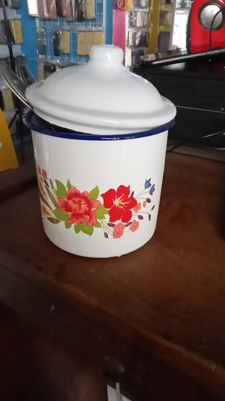 Mug Enamel Bunga 10cm Dan 12cm Mug Seng Mug Vintage