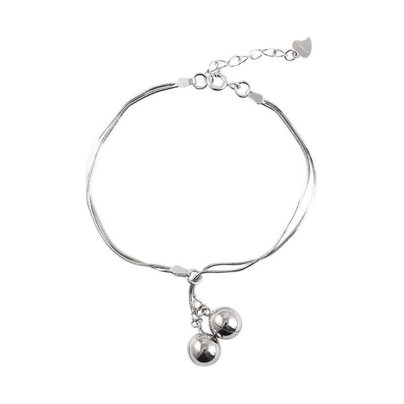 [Ready Stock]Fashion Plated S925 Sterling Silver Double-Layer Bell Bracelet