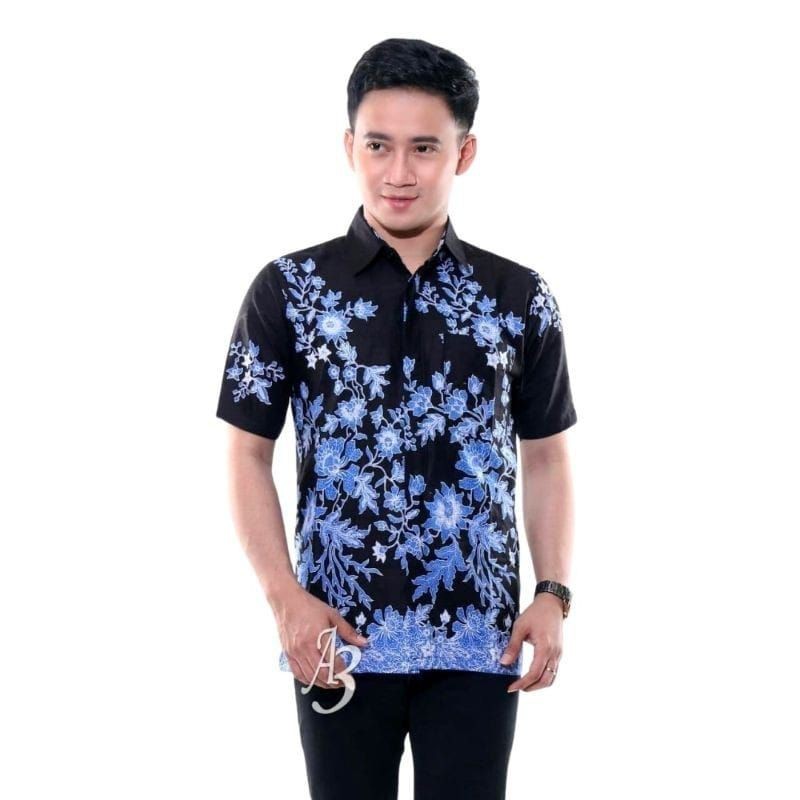 Batik Couple Keluarga Modern Sania Ruffle Ori Ndoro Jowi Dnt Motif cibulan biru-Hem