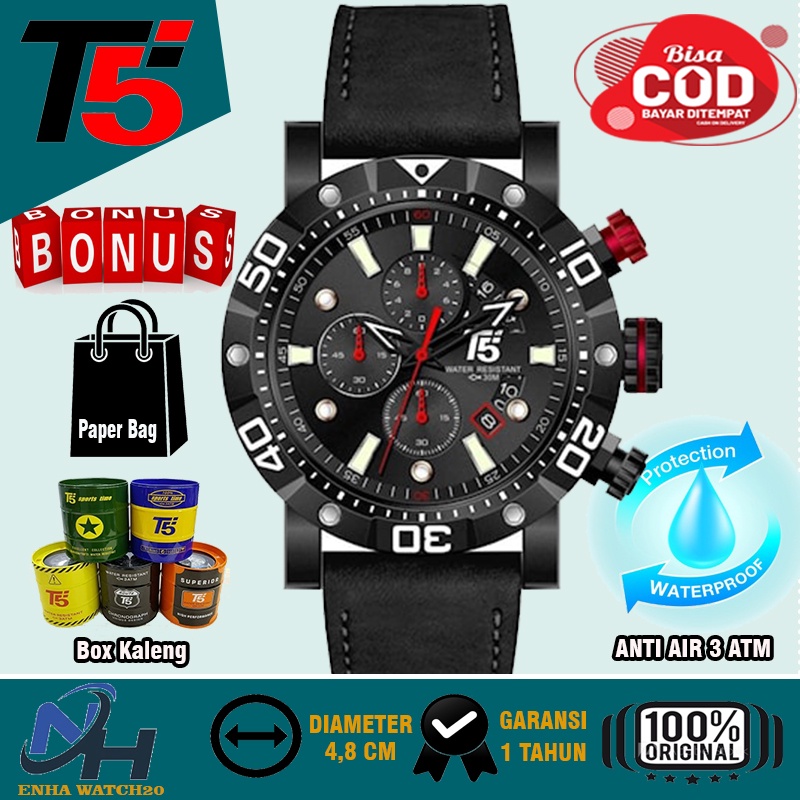 HARGA PROMO Jam Tangan Pria Kulit T5 H3855G Anti AIr 3 ATM Jam Analog Fashion Cowok Water Resistance
