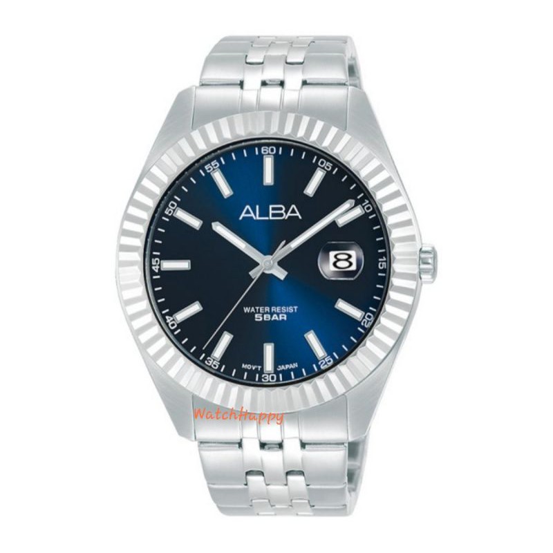Alba AS9J97X1 Blue Dial Men Watch Stainless Steel AS9J97 Original Bergaransi Resmi