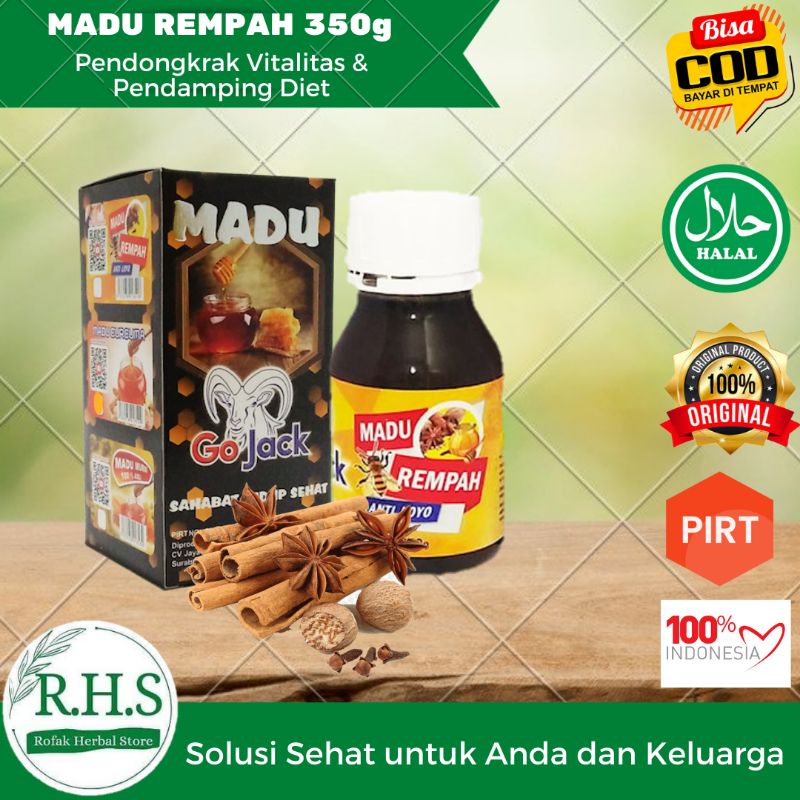 Go Jack Madu Rempah murni asli alami original kemasan botol 350g Honey diet stamina kesehatan herbal