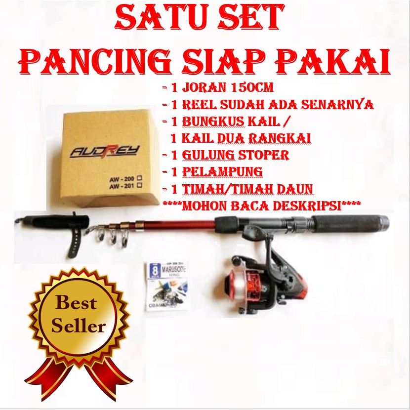 SATU SET PANCING SET PANCINGAN SIAP PAKAI DISKON SET PERALATAN PANCING REEL RIL RIIL RILL REL JORAN