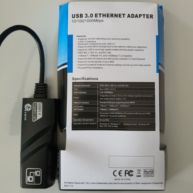 CONVERTER USB TO LAN GIGABIT USB 3.0 TO LAN 1000MBPS ETHERNET ADAPTER