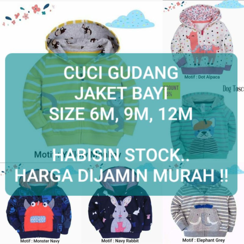 Cuci Gudang Jaket Bayi Size 6m, 9m,12m Carters