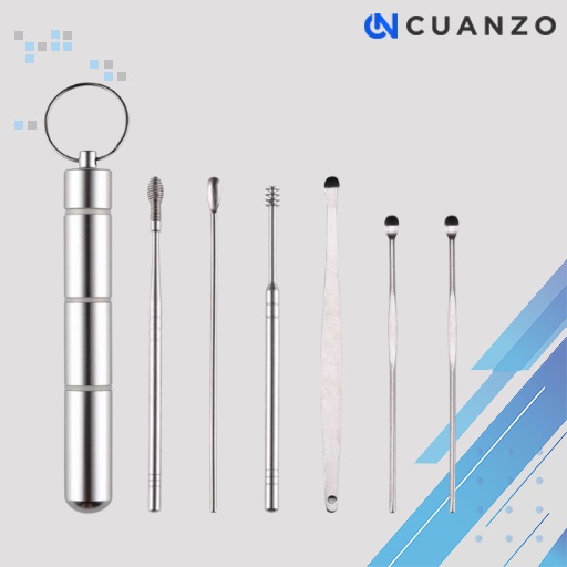 Set Pembersih Telinga Korek Kuping Ear Spoon Tool 6PCS / Korek Kuping Spiral Stainless Steel Besi Panjang Set Ear Pick Anti Karat Tebal Kecil / Kurek Korokan Korek Kuping Dewasa Anak / Alat Pembersih Kotoran Kuret Telinga Kering Basah Murah Original