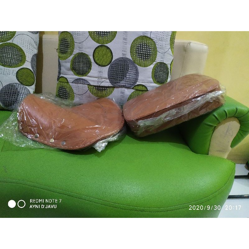 Jok belakang dan cover jok depan motor vespa set koboi warna coklat