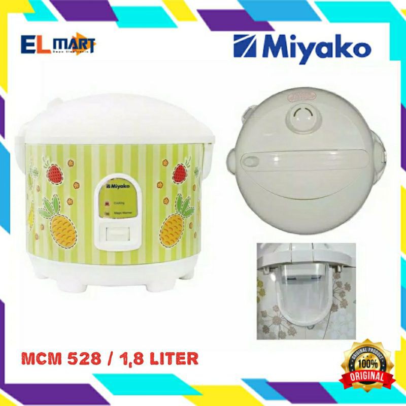 Magic Com Rice cooker Miyako 3in1 1,8L MCM 528 - MCM528  penanak nasi 1,8 Liter