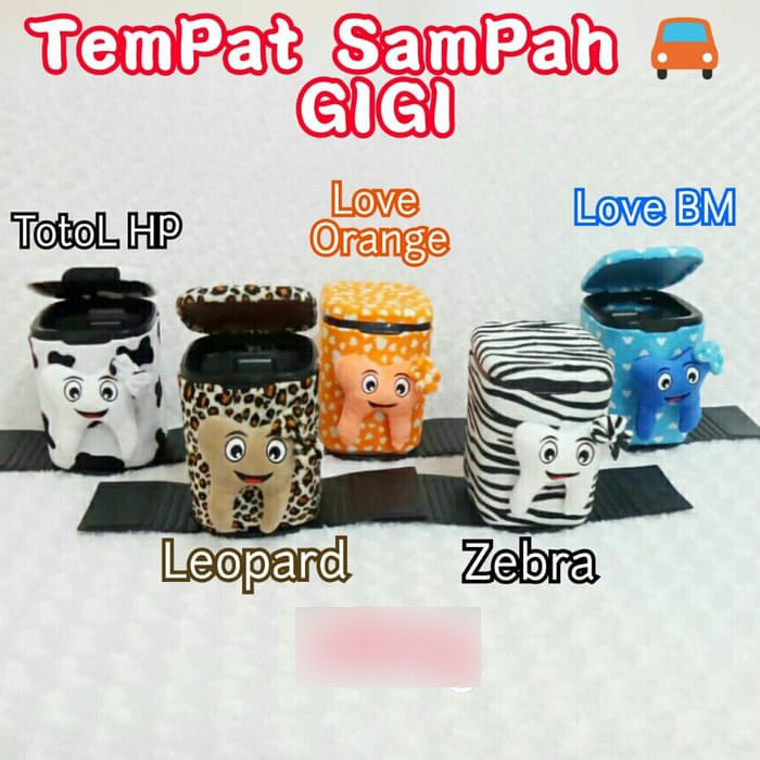 Tempat tong box kotak sampah mobil import BoNeKa GiGi zebra hitam putih leopard coklat orange biru