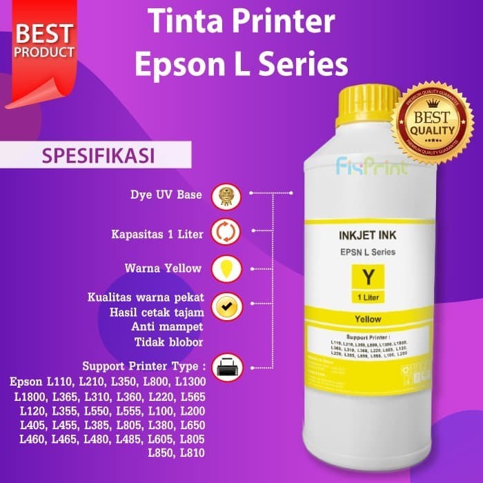 Tinta Epson 1 Liter Pengganti Original L3210 L3216 L3150 L3156 L3250 L3256 L5190 L5290 L5296 L1110 L1210 L1250 L1256 L3100 L3110 L3116 664 673 001 003 774 T188 85N