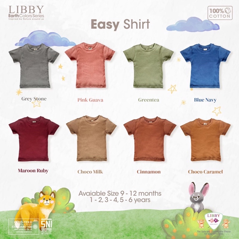 Baju atasan anak Libby Earth colors easy shirt/baju bayi/kaos anak laki laki &amp; perempuan/ baju anak kekinian lucu murah