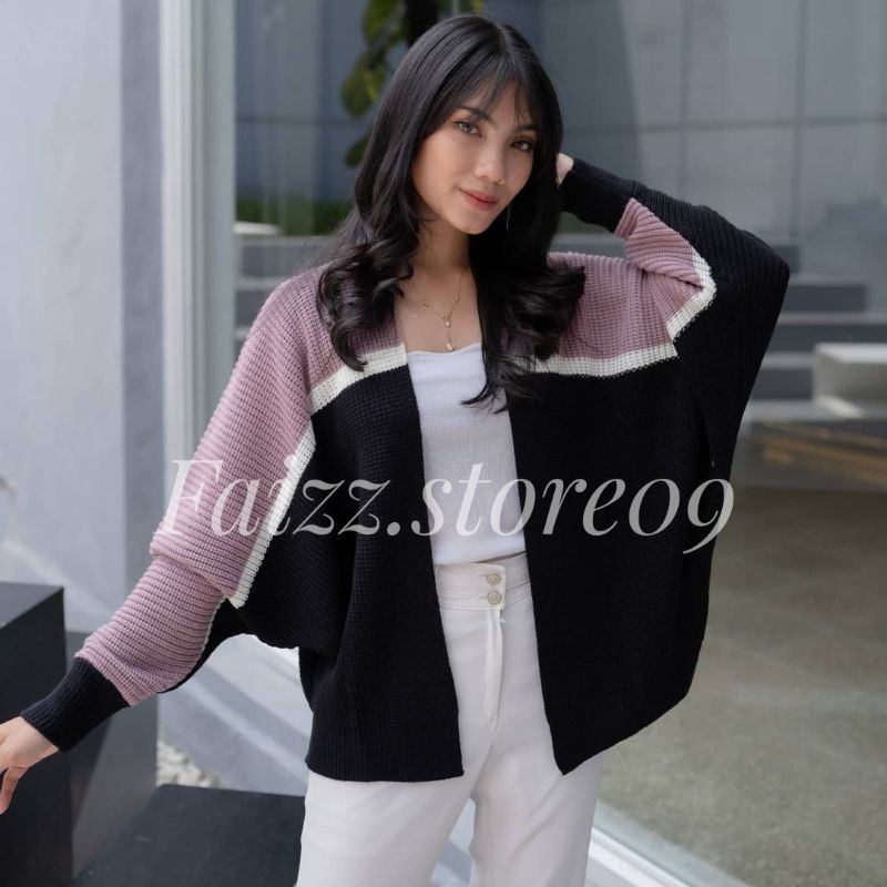 (TWO-TONE) Cardigan Rajut OVERSIZE BATWING/Cardigan Rajut Wanita Tebal PREMIUM STORE09 MURAH