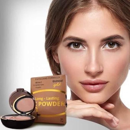 Bedak pelindung sinar matahari jerawat pori pori berminyak wanita kulit wajah leher muka Glutacol Go