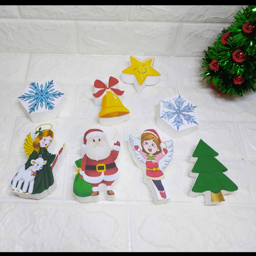 ( 8 Pcs ) Ornamen Christmas Karakter - Dekorasi Hiasan Natal