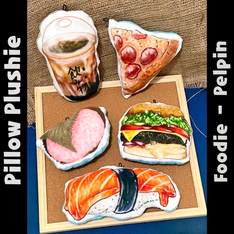 pillow plushie boneka bantal squeeze foodie squishy plush food sushi pizza boba burger