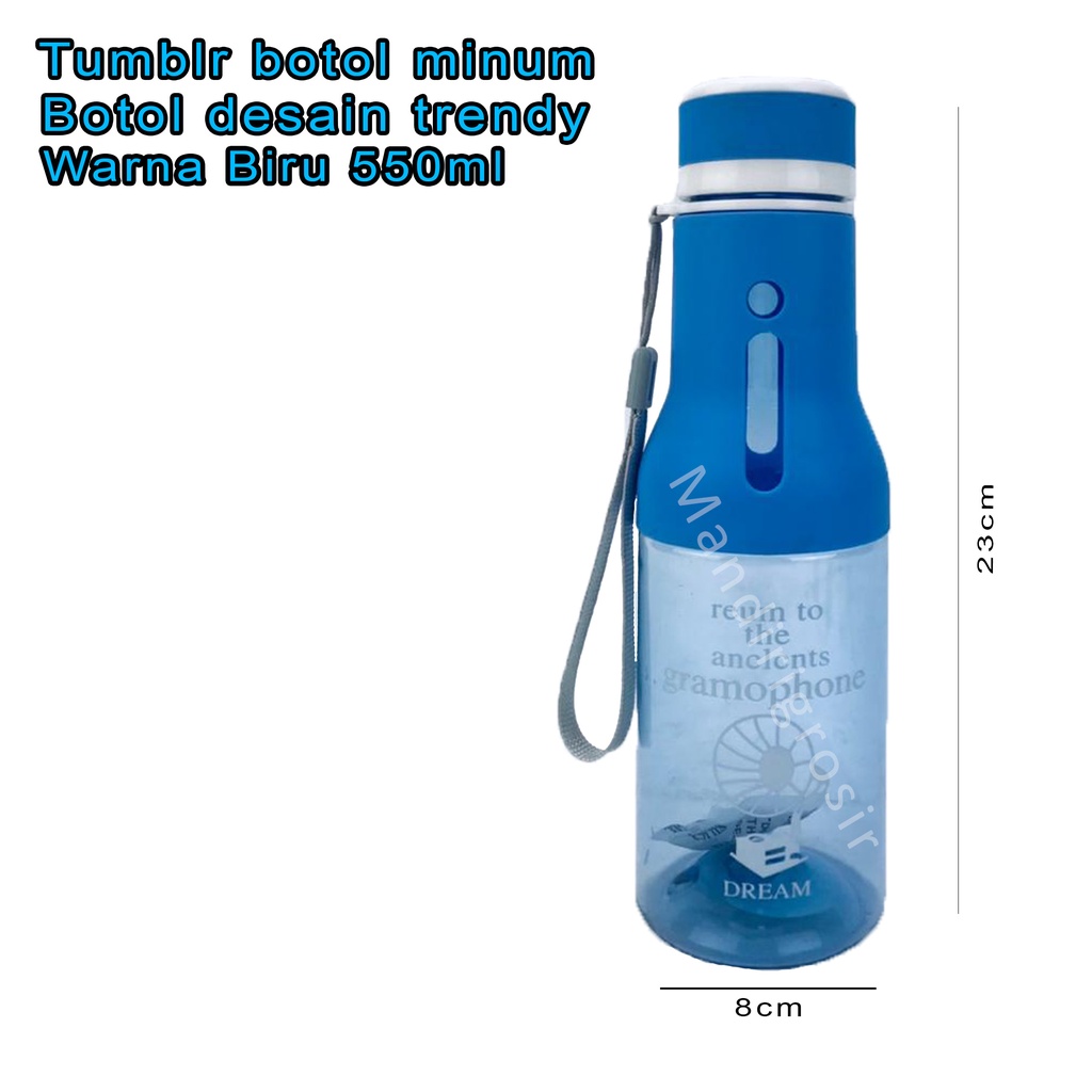 desain trendy * Botol minum * bening biru * 550ml