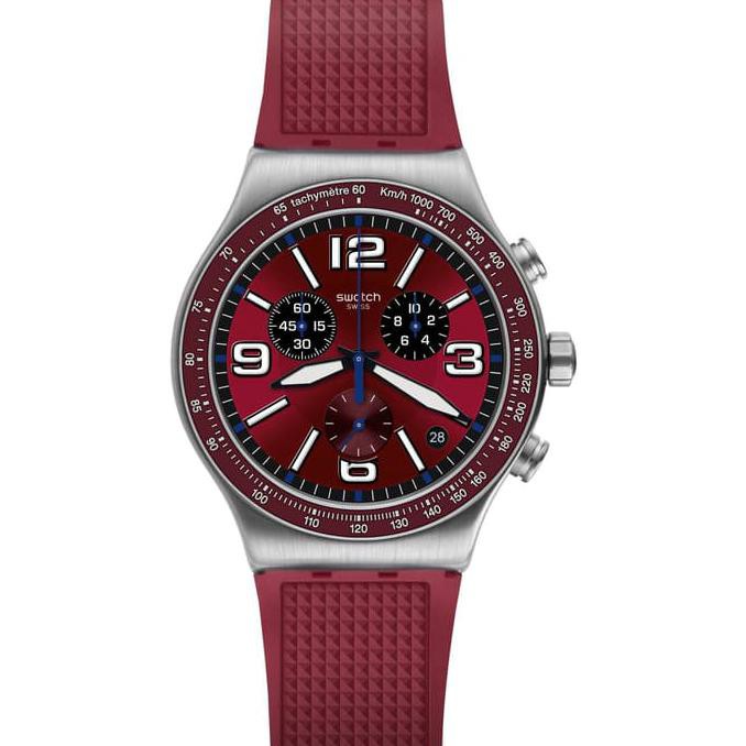 Pengiriman Cepat Swatch YVS464 Wine Grid Original Swatch Chrono Jam Tangan Pria Branded CUCI GUDANG
