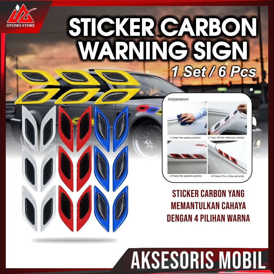 STIKER CARBON 3D Mobil Sticker Reflektor Mask Reflective Scoop Aksesoris Mobil