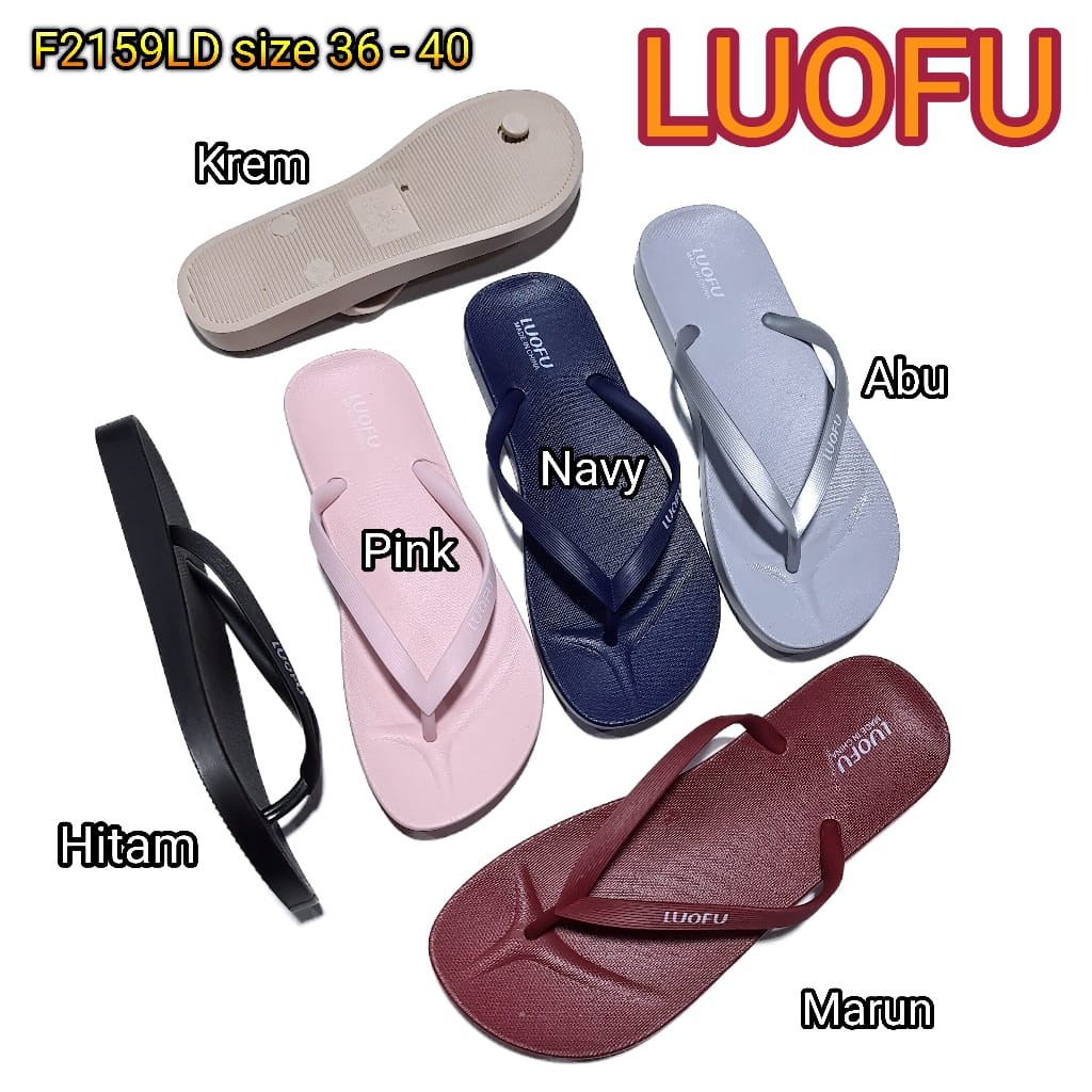 LUOFU ORIGINAL jelly sandal karet empuk murah wanita jepit sendal cewek japit slipper import F2159LD