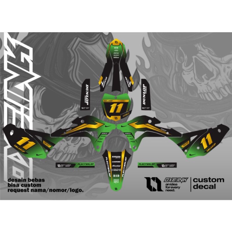 Decal Klx Gordon hitam hijau gold
