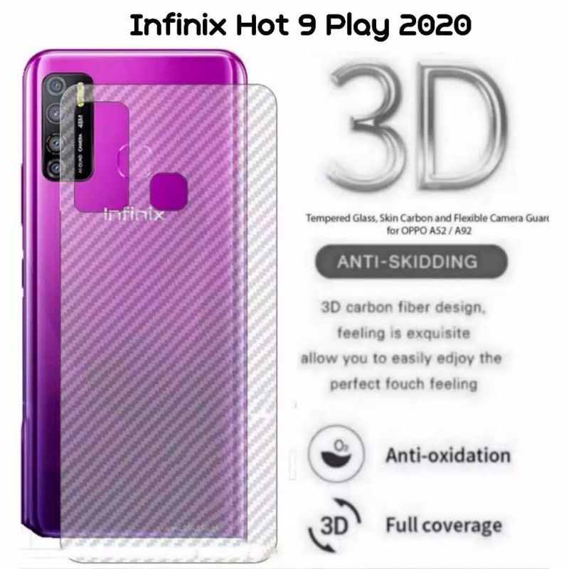 PROMO 2in1 CASE ShockProof Transparan Infinix Hot 9 Play Free GARSKIN Carbon Flexible Pelindung Bela
