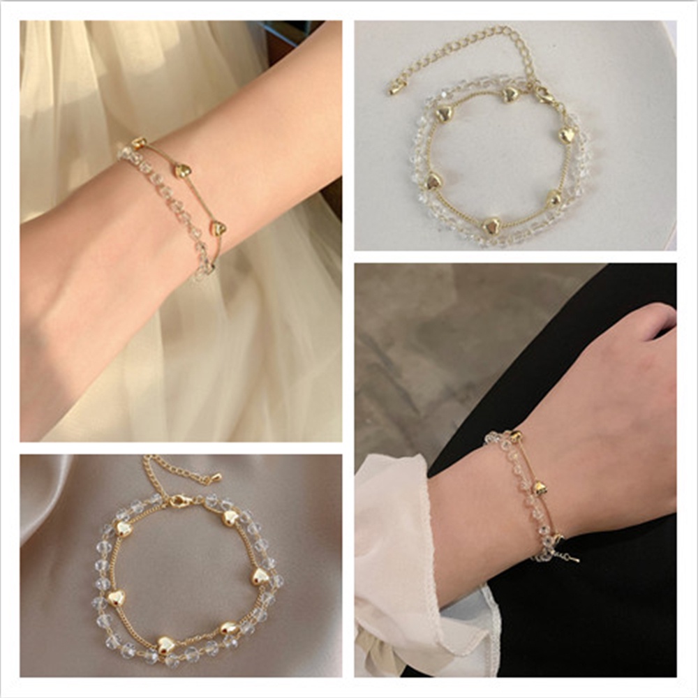 Gelang Model Double Layer Bahan Metal Gaya Korea Untuk Wanita