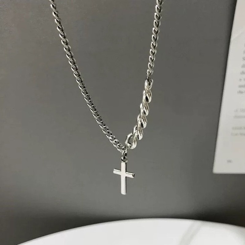 Retro hipster cross fashion all-match light luxury design necklace  210818