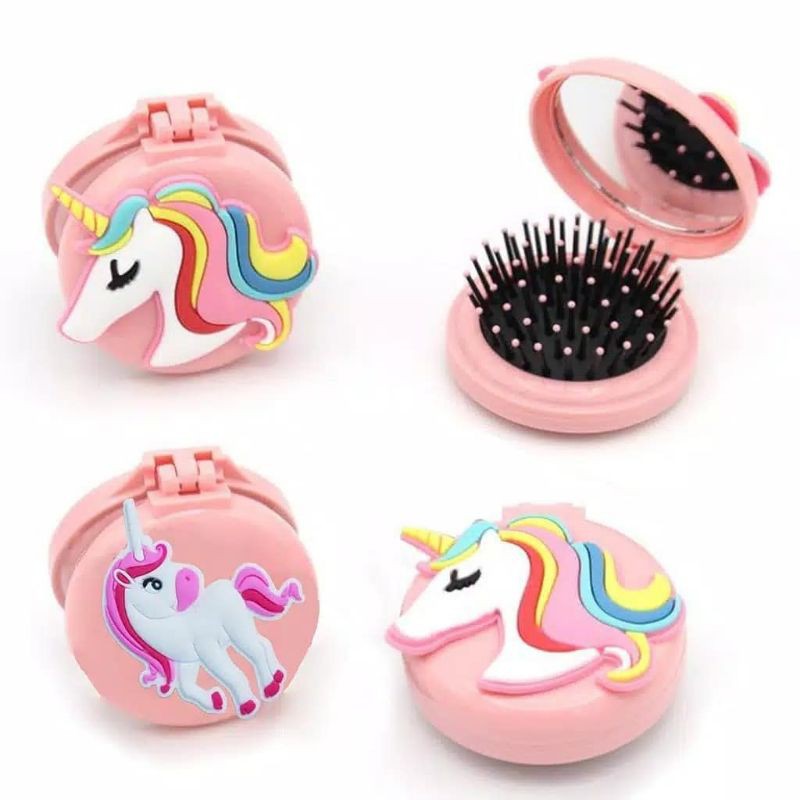 Sisir Unicorn Portable Lipat Dengan Kaca Pergi