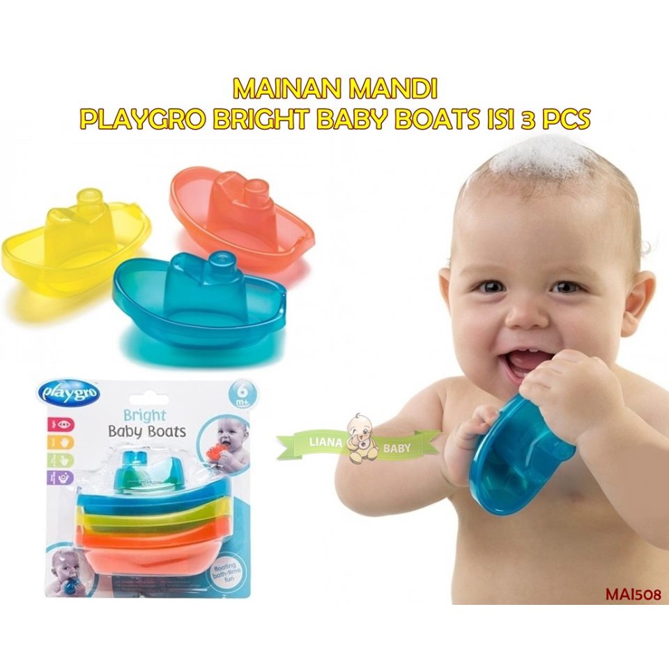 MAI508 MAINAN MANDI PLAYGRO BRIGHT BABY BOATS ISI 3 PCS