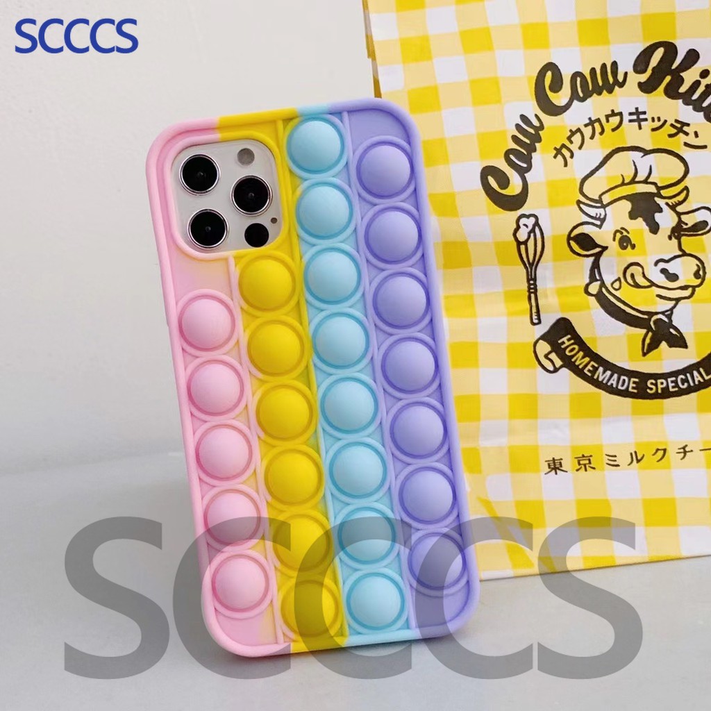 Casing Iphone 12 Pro Mini 11 Xs Max Xr 7 8 Plus Motif Pop It Push Bubble